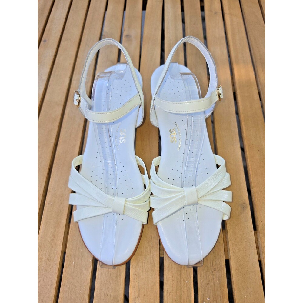 SAS Strippy Quarter Strap Wedge Sandals Bone White Comfort Shoes Womens 10.5W